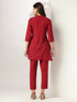 Maroon Cotton Solid A-line Co-ord Set